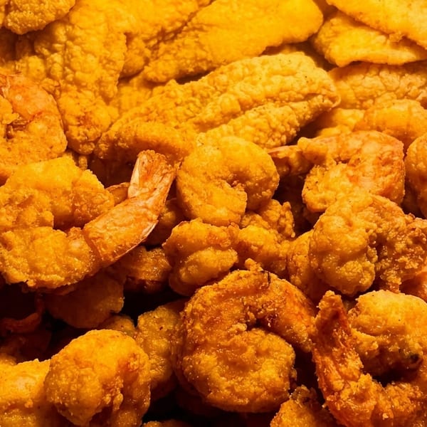 Golden fried shrimp and fish fillets