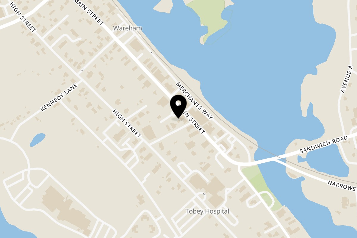 Map showing the location of Ms. Lisa's New Orleans Cuisine on 208R Main St in Wareham